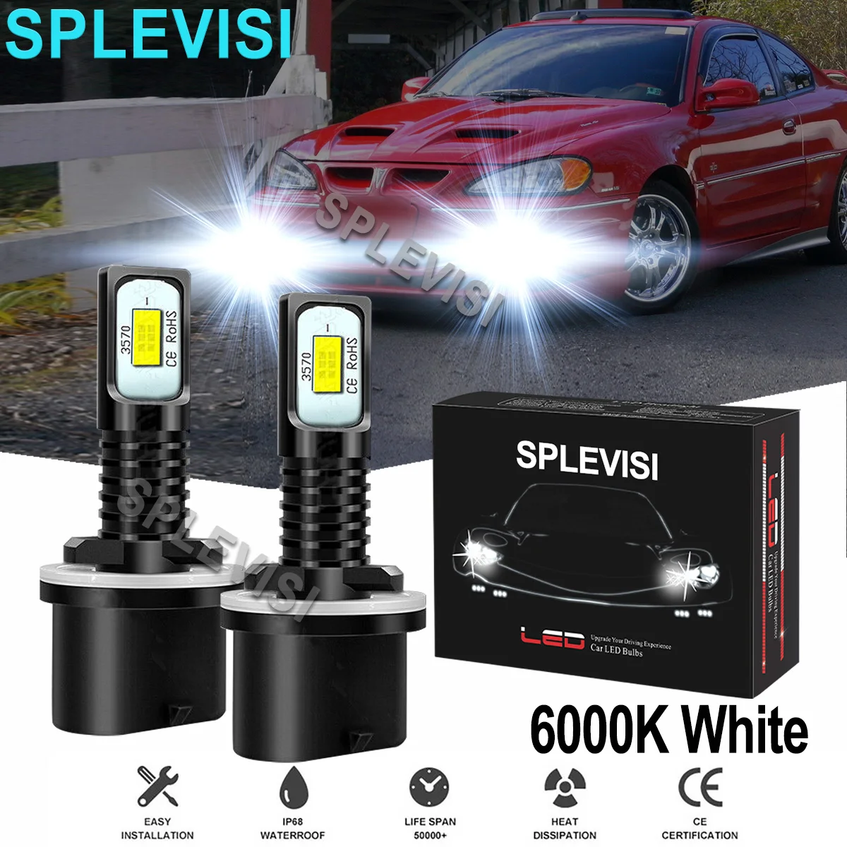 

2x70W White Car LED Fog Light Bulbs 6000K For Pontiac Grand Am 1999-2005 Pontiac Montana 2000-2005 Pontiac Firebird 1993-2002