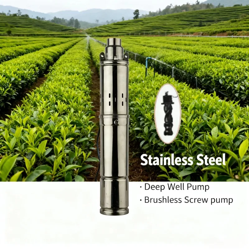 12V 1 inch solar system energy drive agricultural irrigation DC brushless 150W submersible stainless steel screw solar water
