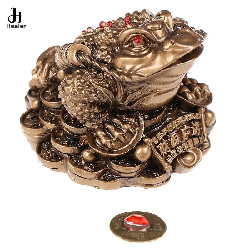 Feng Shui Toad Money LUCKY Fortune Wealth Chinese Golden Frog Toad Coin Home Office Decoration Lucky Gifts Tabletop Ornaments