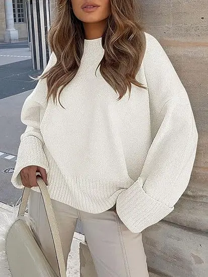 

Soft Plush Comfortable Fit Long Sleeve Street Style Fashion Trend Women's Oversized Thickened Sweater round Neck Pullover