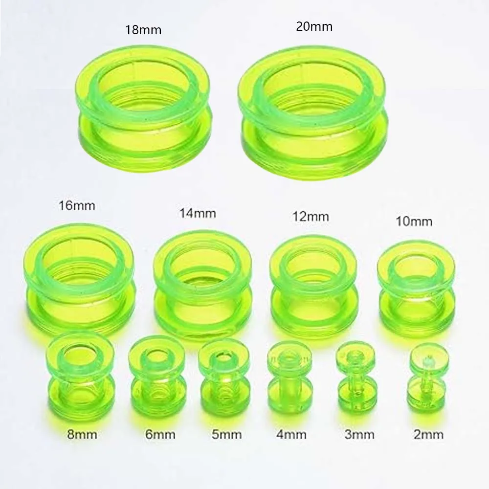 2-20mm UV Acrylic Screw Doble Flared Ear Plugs Tunnels Expander Ear Gauges Piercing 1 Pair