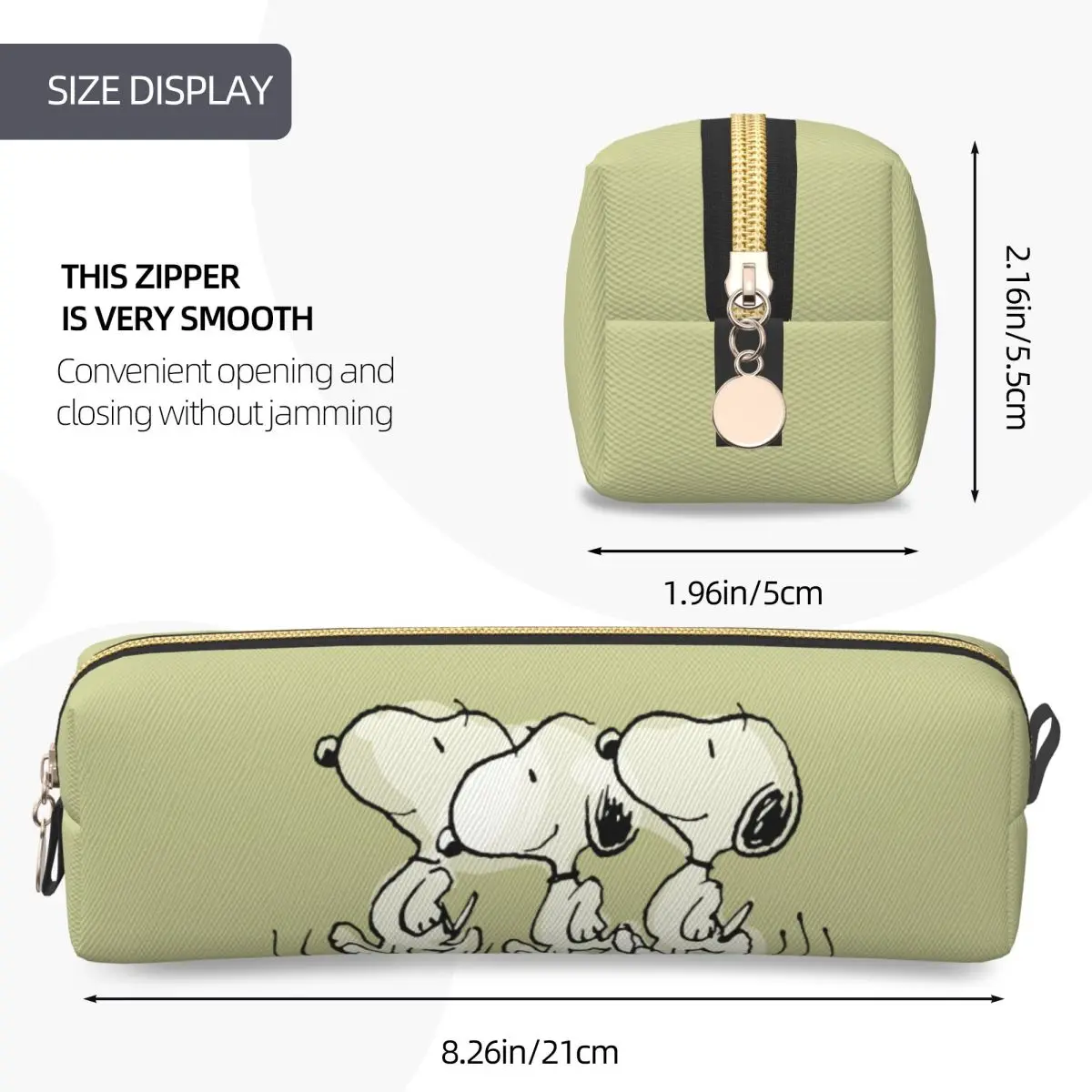 سنوبي المشي طويل القامة مقلمة قلم رصاص الحقيبة صندوق القلم للأطفال أكياس تخزين كبيرة اللوازم المدرسية سستة القرطاسية