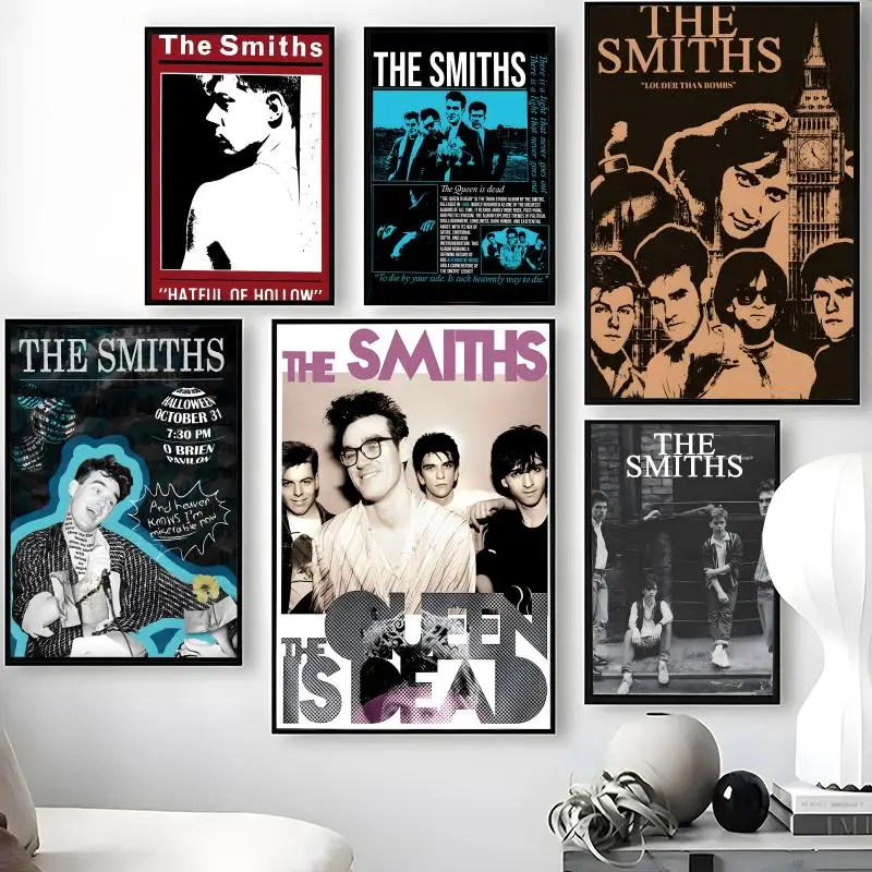 Band The S-Smiths Poster Waterproof Self-Stick Wall Art Stickers, Removable Wall Decor for Living Room and Bedroom