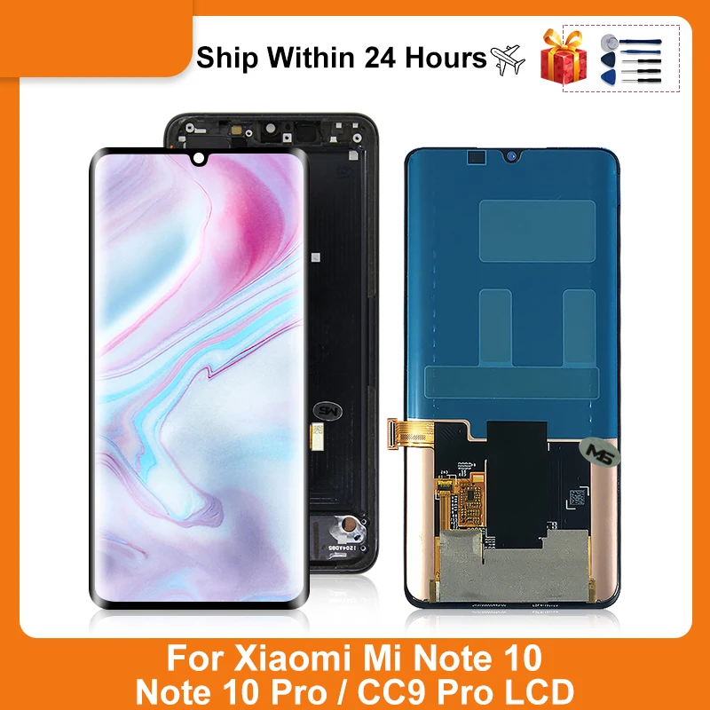 

6,47 Оригинальный ЖК-дисплей для Xiaomi Note 10, сенсорный экран в сборе для Xiaomi CC9 Pro, дисплей MI Note 10 Pro, запасные части