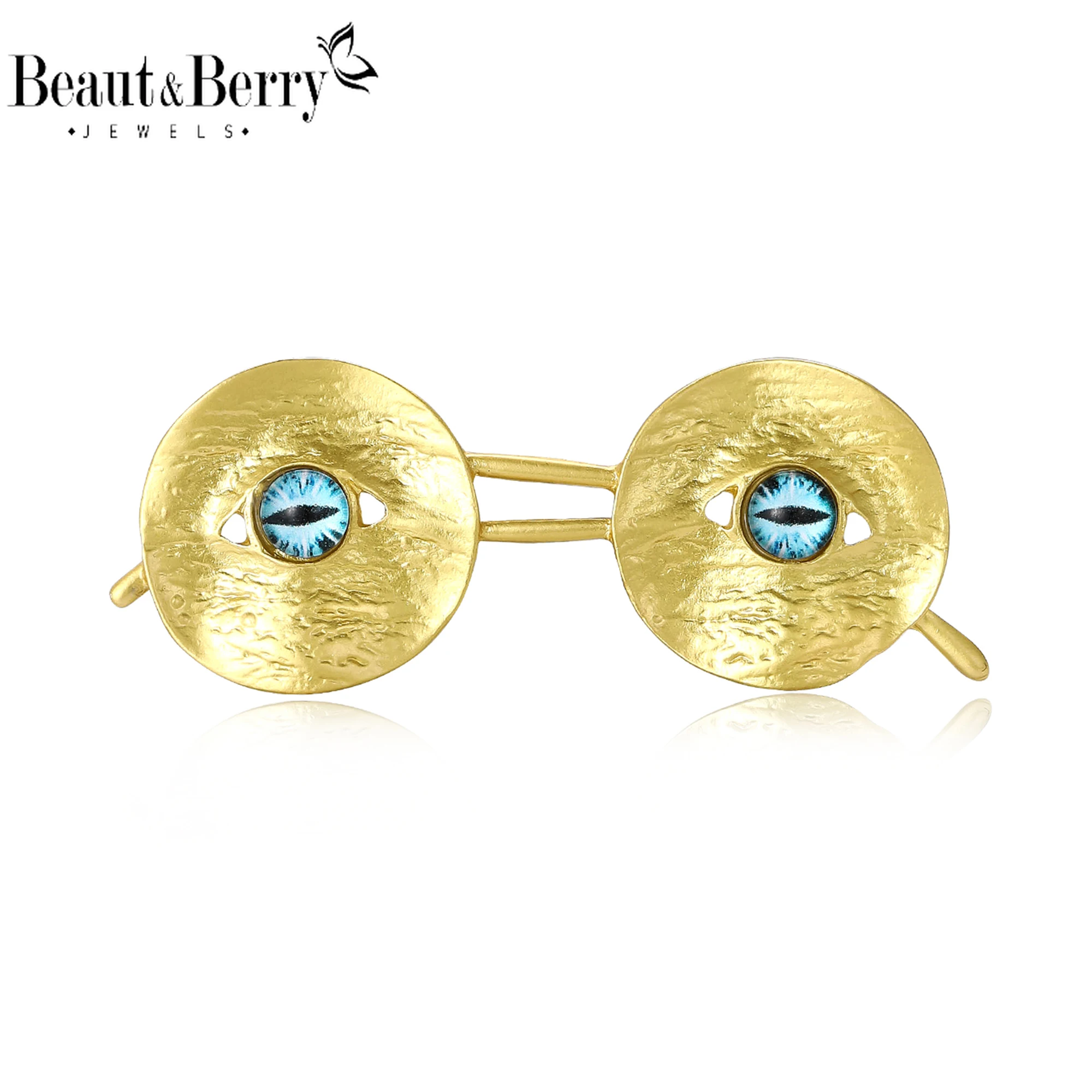 Beaut&Berry Vintage Enamel Eyeglasses Brooches for Women Unisex Eye Pins Friends Party Gifts Banquet Jewellery Accessories