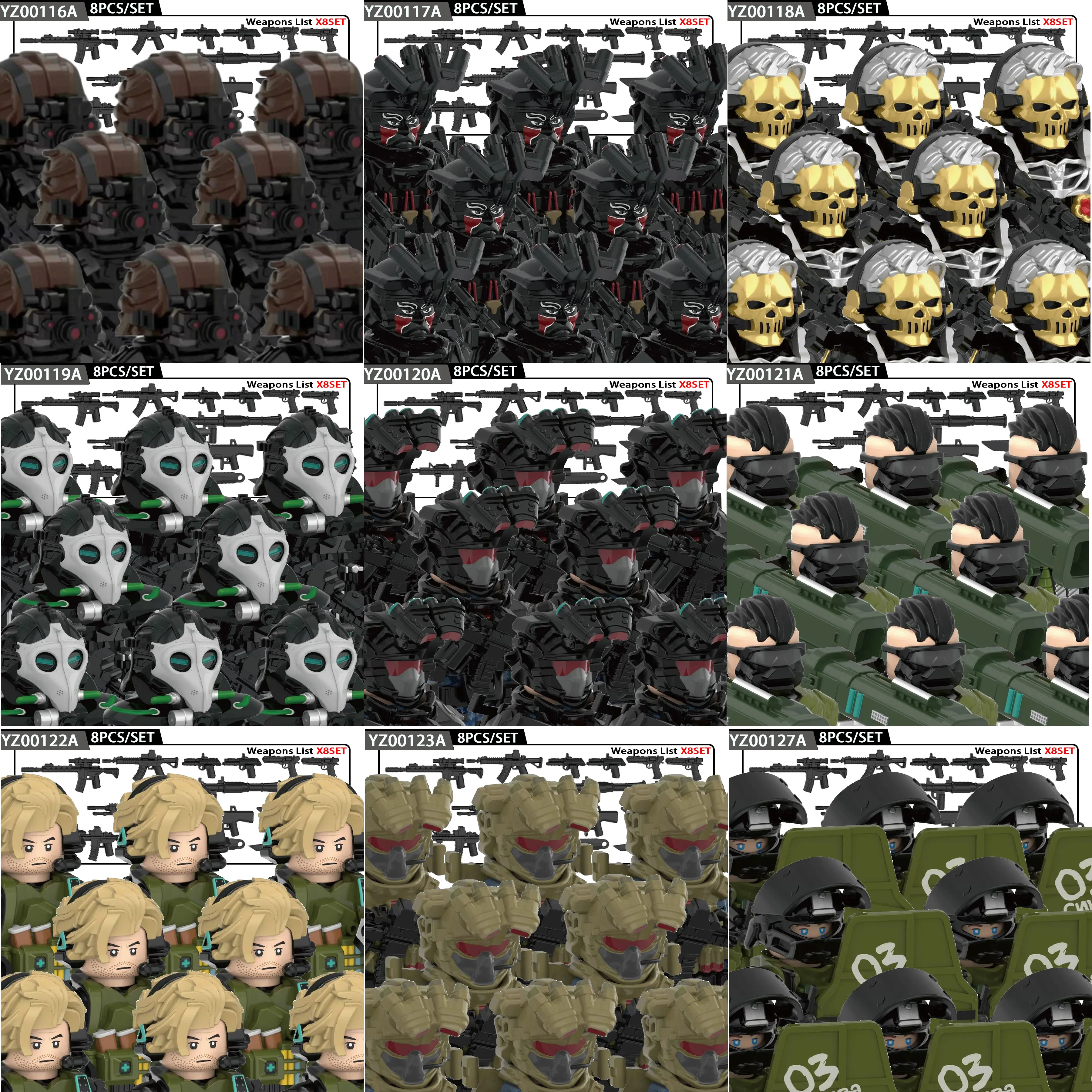 Military SWAT Figures Building Blocks Special Forces Police Night Vision Device Equipment Weapons Set Gun Gas Mask Bricks Toys