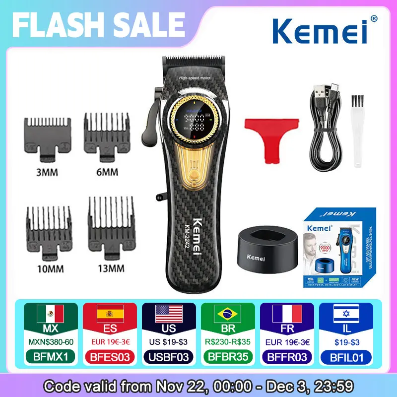 Kemei KM-2242 Big Power Electric Hair Clipper Rechargeable Hair Trimmer Professional Hair Cutting Machine Clippers With Charging