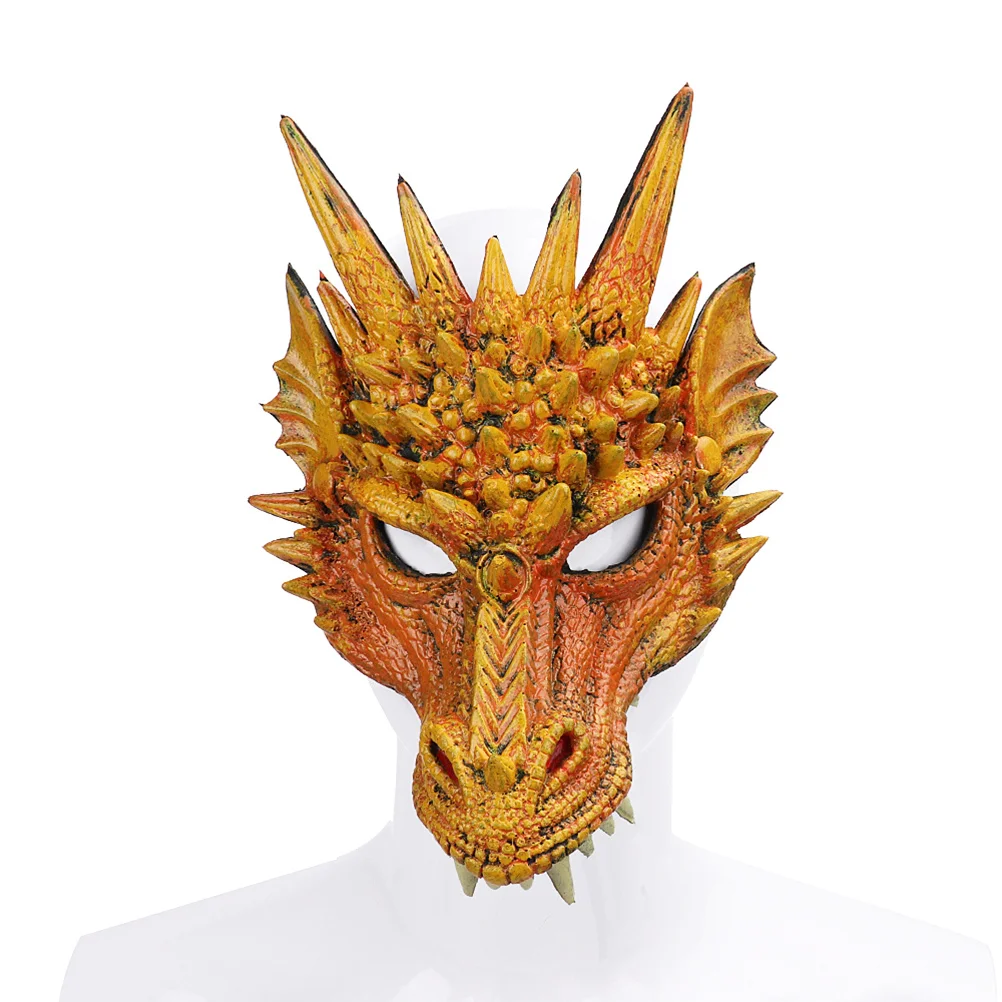 Dragon Mask Costume Prop Mask Dress-up Accessory for Halloween Masquerade Cosply Costume Party Carnival Performance (Red)