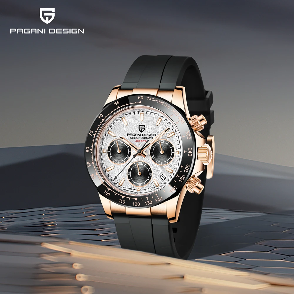 PAGANI DESIGN Watches 2026 New Meteorite Gold Luxury Quartz Watches For Men Sapphire Automatic Date Waterproof Chronograph Watch