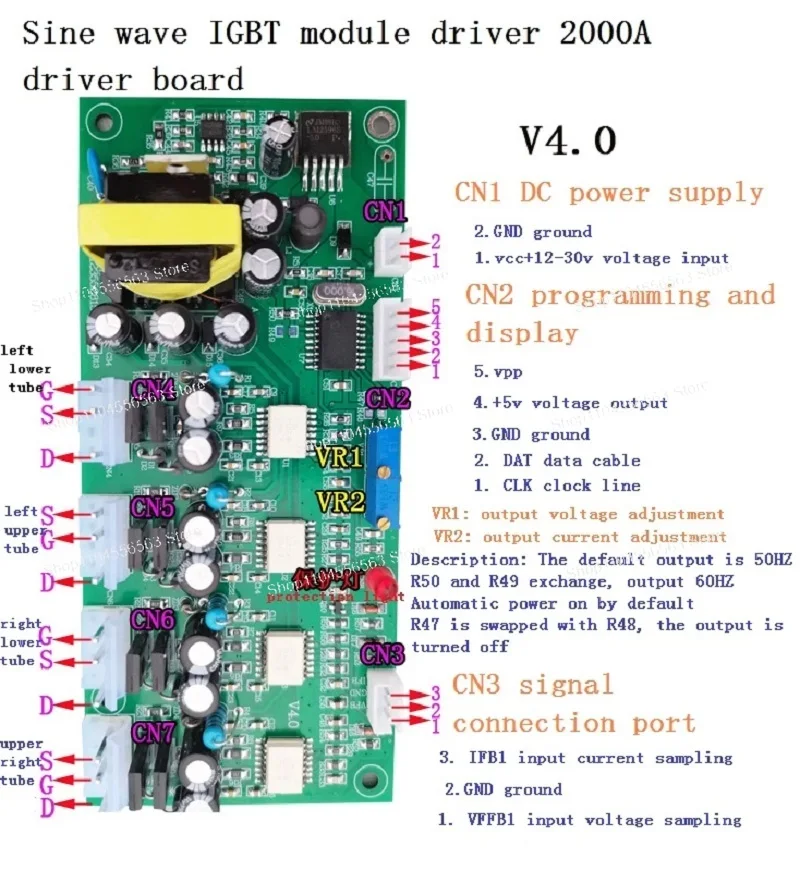 Pure Sine Wave IGBT Driver Board, High Power 2000A Control Module