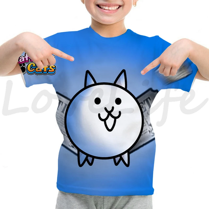 New The Battle Cats T-shirt for Kids Boys Girls Anime T Shirt Cartoon Game 3d Tops Tees Summer Children Tshirt Casual Streetwear