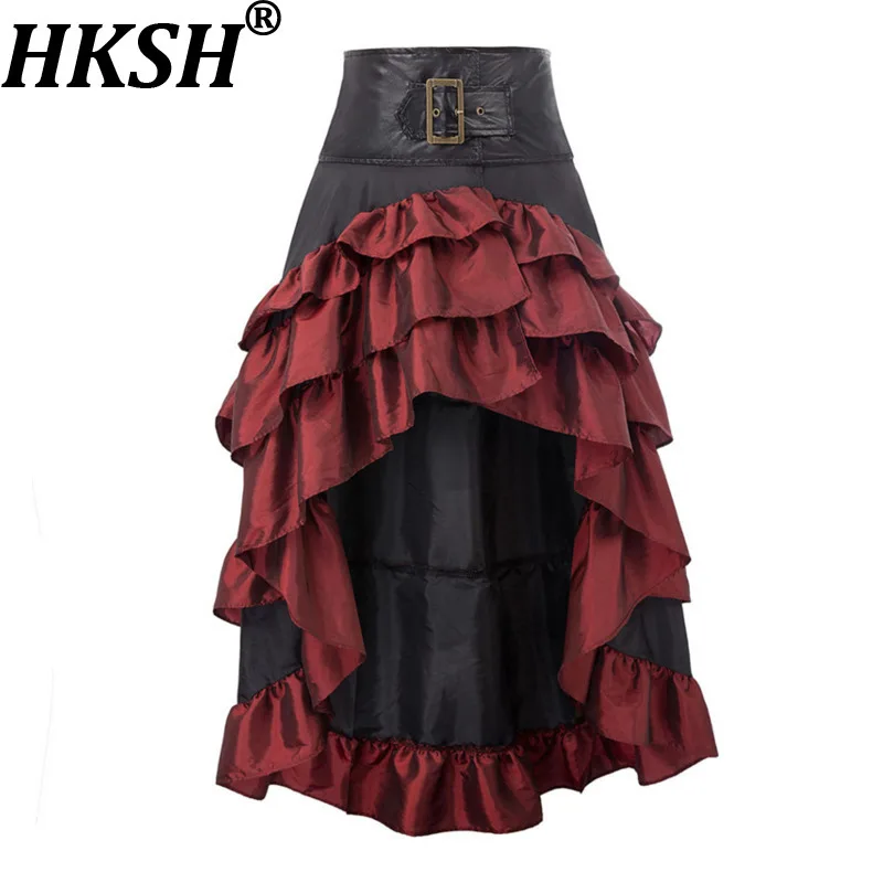 HKSH Women Skirt Color Block Irregular Multi-layer Ruffled High Waisted Vintage Trendy Y2K Skirts New Spring Summer 2026 HK19339