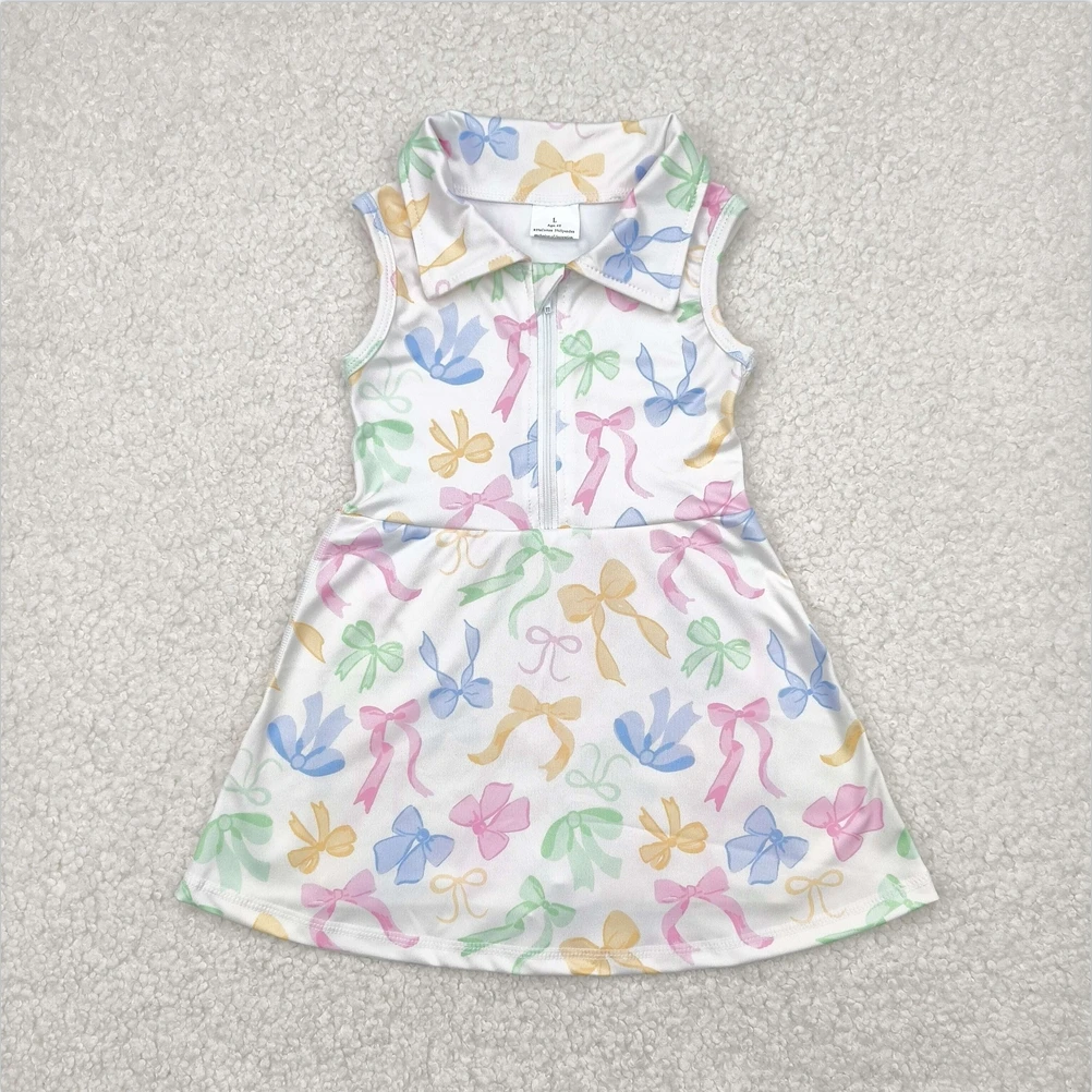 

Baby Girls Swimsuits Colorful Bows Knit Knee Length Active Wear Athletic Dresses Boutique Kids Designer Clothes Girls Dresses