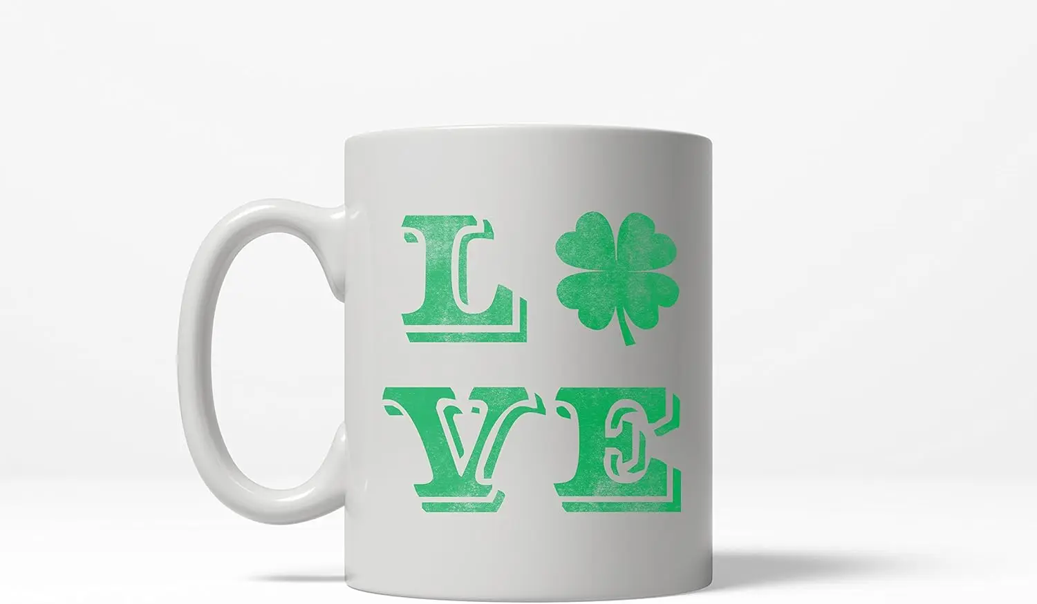 Crazy Dog T-Shirts LOVE Lucky Clover Vintage Cute Irish St. Patricks Day Ceramic Coffee Drinking Mug - 11oz