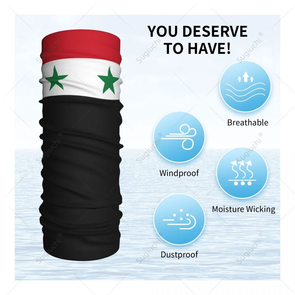 Unisex Syria Flag Neckerchief Scarf Neck Face Mask Scarves Neck Warmer Seamless Bandana Headwear Cycling Hiking - view 6