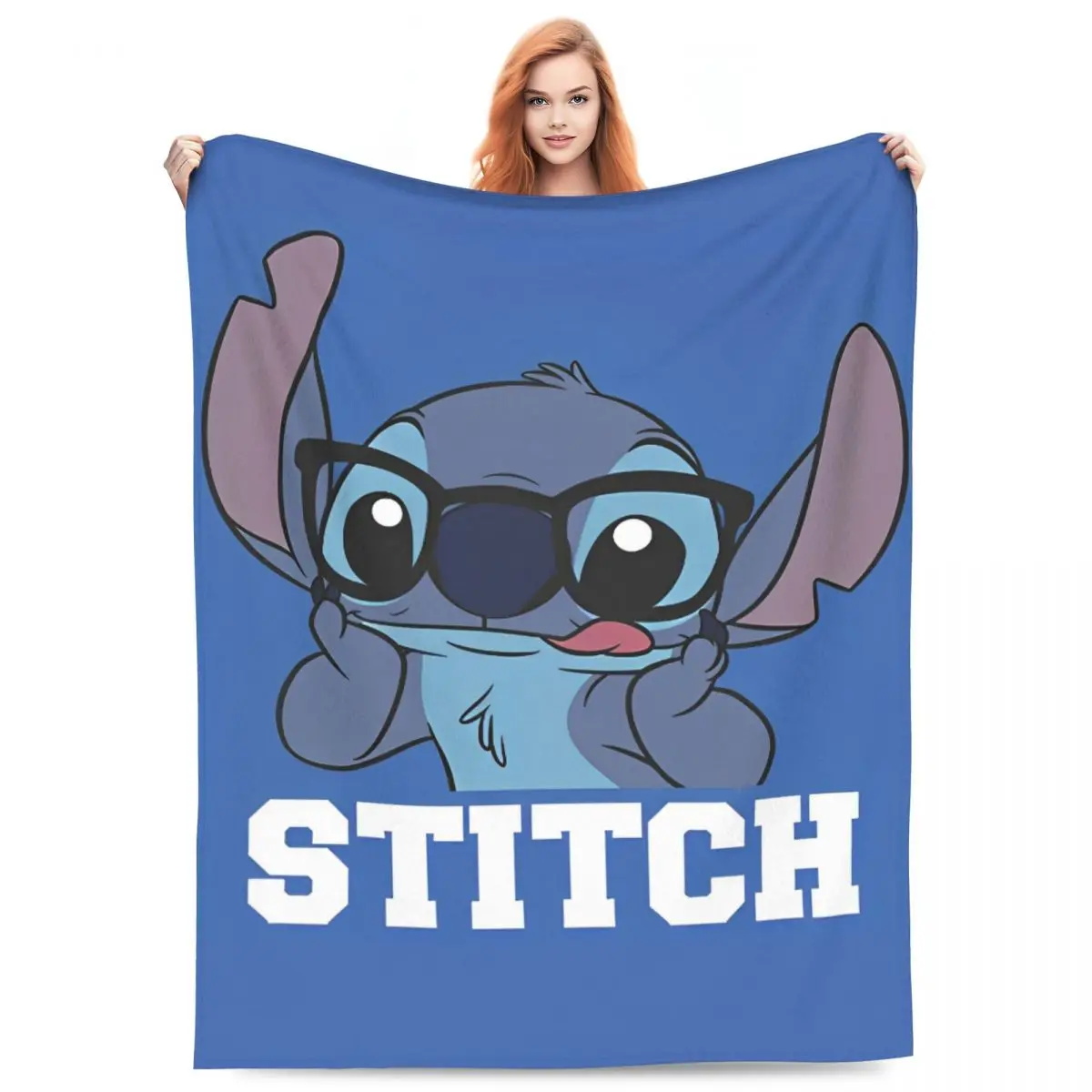 

Lilo & Stitch Silly Blanket Coral Fleece Plush Funny Cute Stitch Super Soft Throw Blanket for Car Sofa Couch Bedroom Quilt