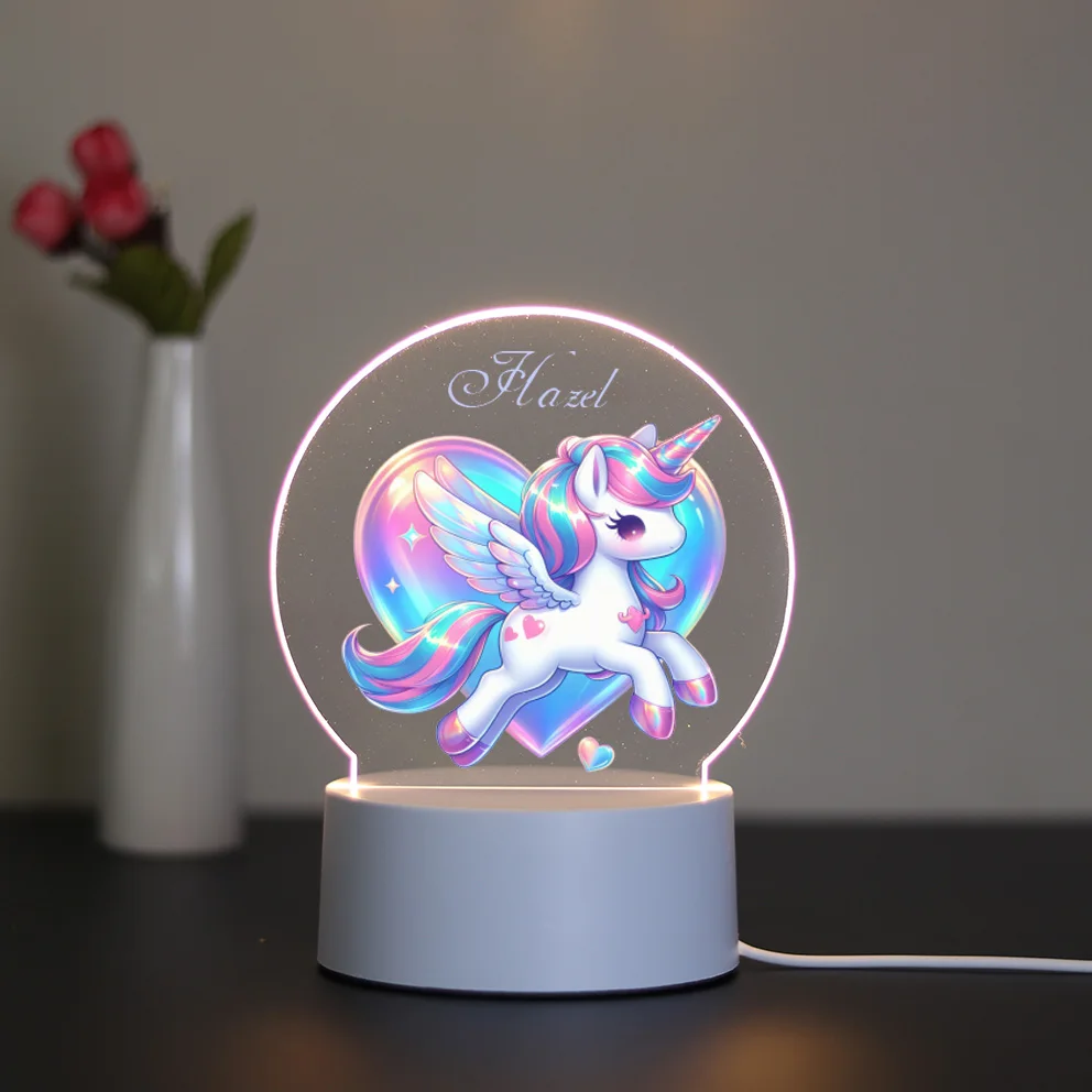 1 customized 7-color gradient night light unicorn Touch dimming bedroom light Bedroom Home Christmas New Year Birthday Gift
