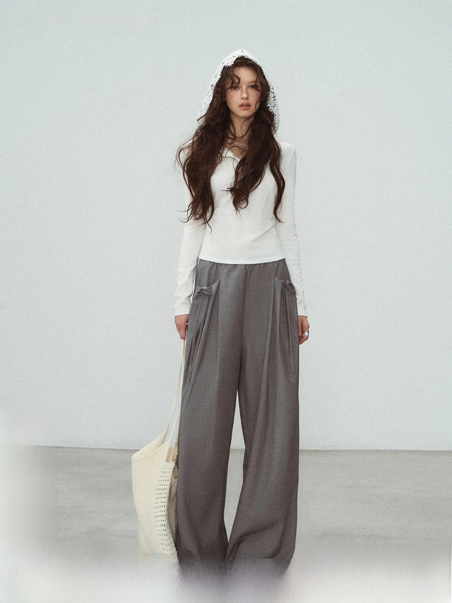 

High Waist Grey Straight Leg Women's Casual Pants LulusMiracle Flower Pattern Wide Leg Suit Pants Classic Style Online Exclusive