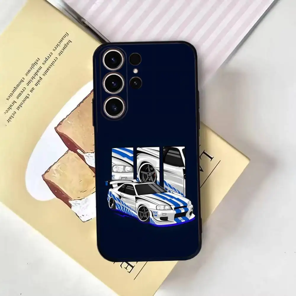 حافظة هاتف F-Fast e F-Furious Moive لهاتف SamsungS25,24,21,22,23,30,Ultra,20,Plus,Fe,Lite,not,10,9,Soft Black Cover