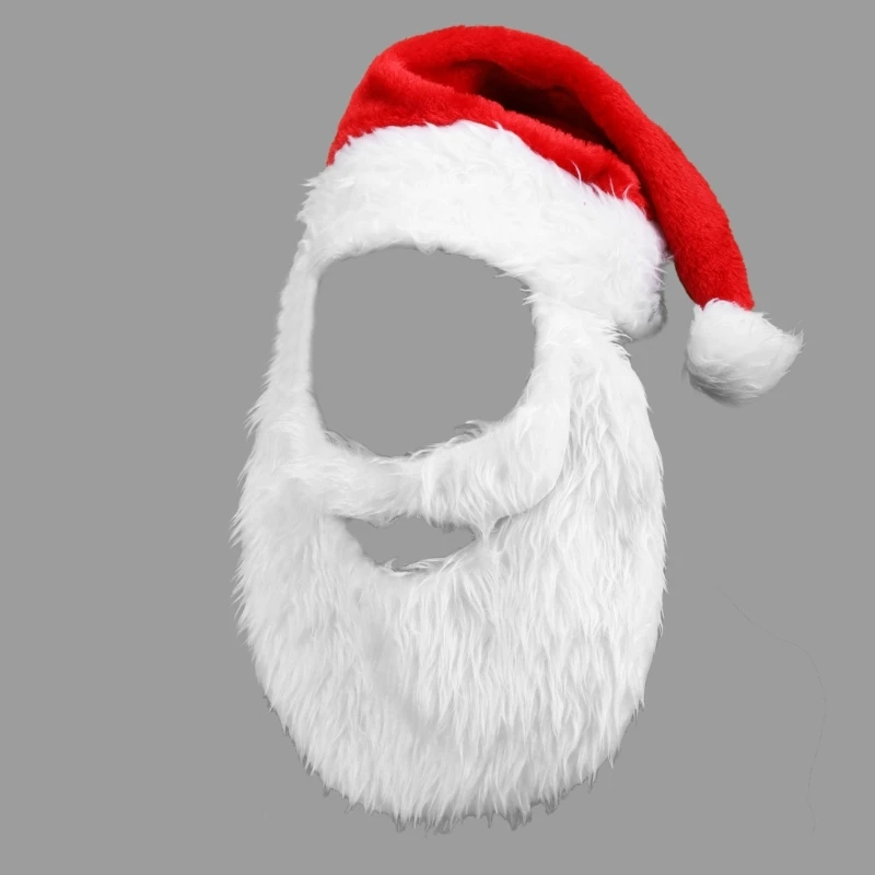 F19F Santa Costume Accessory,Santa Beard Wigs and Hat Christmas Cosplay Dress up Props for Adult Women and Men Gifts