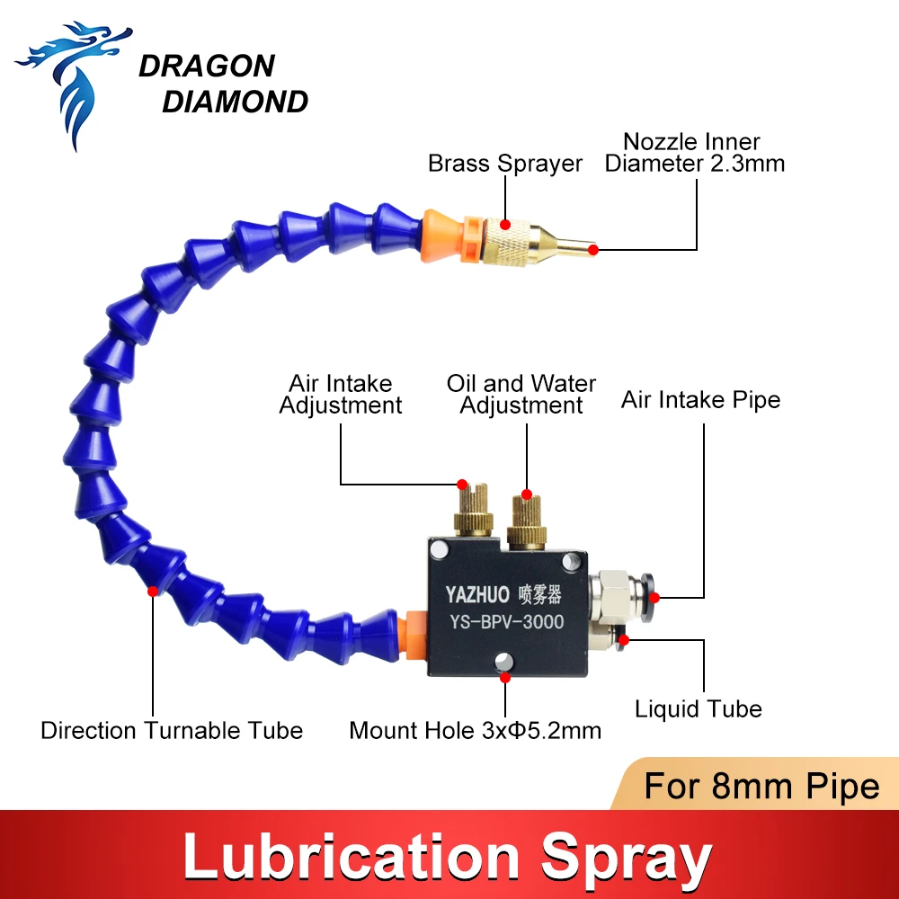 Sistema di lubrificazione del tubo dell\'aria dello spruzzo della nebbia d\'acqua di raffreddamento spruzzatore dell\'olio del liquido di