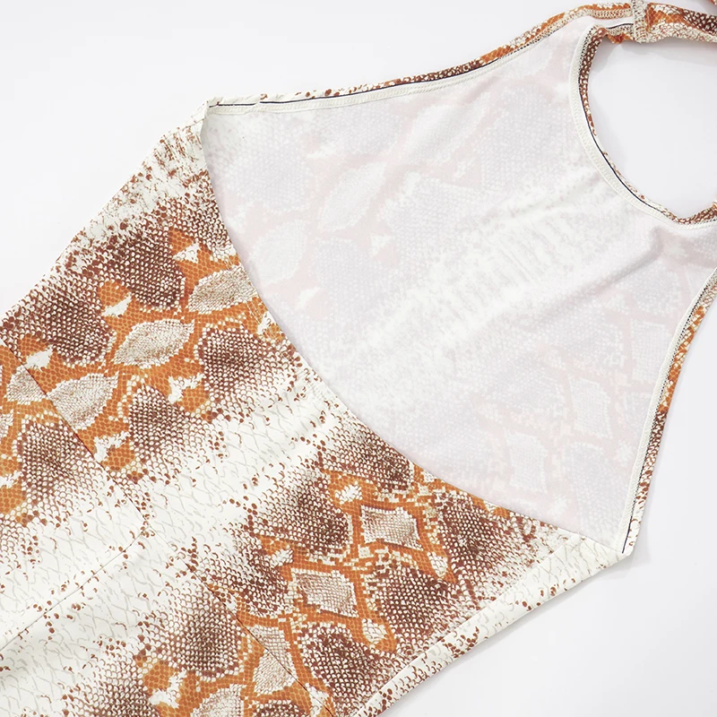 CUTENOVA المرأة كامل الجسم مطبوعة معلقة رابطة عنق عارية الذراعين نحيل خمس نقاط بذلة بسيطة عادية مثير الشارع بذلة