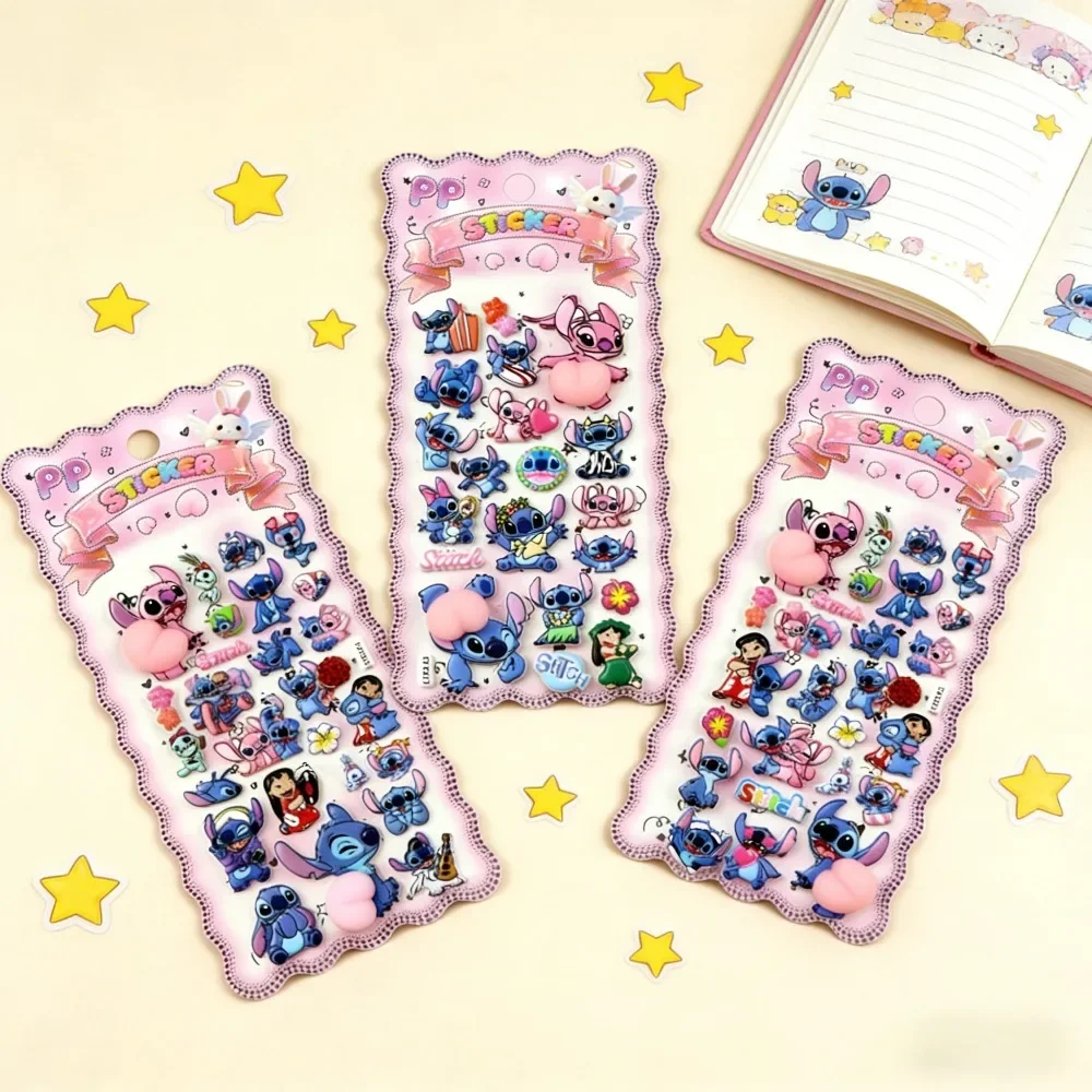 Disney Stitch Soft Pinched Happy Buttocks Sticker Children's Decompression 3D Bubble Sticker Phone Case Decoration Sticker*-.