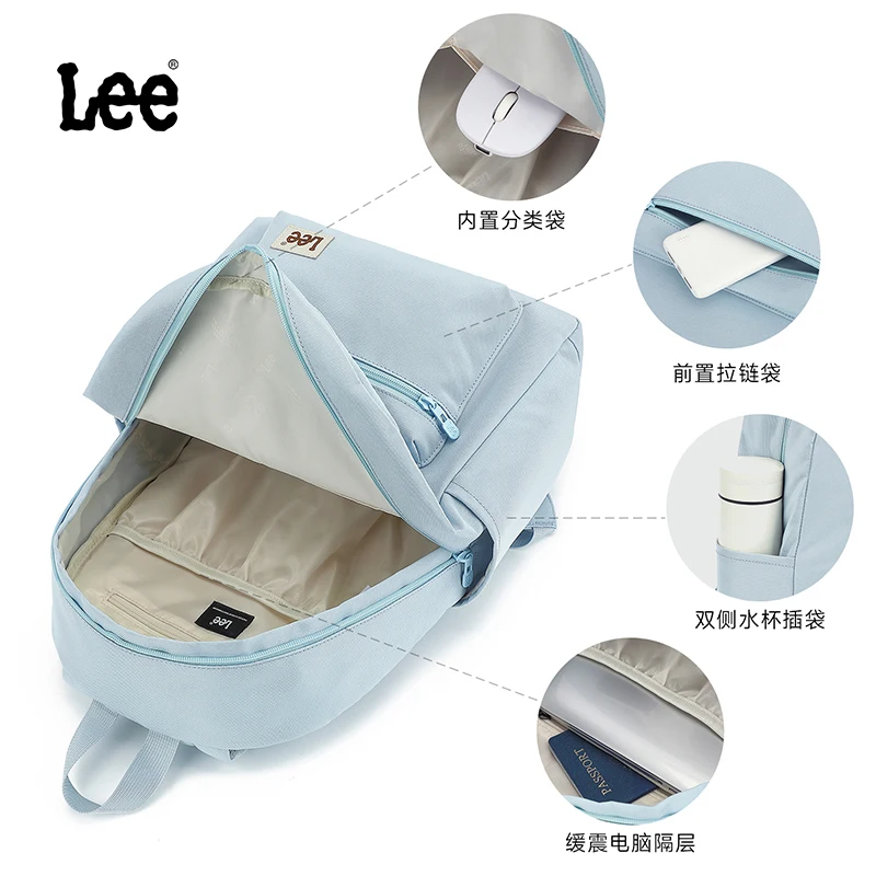 LEE Classic Black Unisex College Student School Bag Big Size  display picture 1