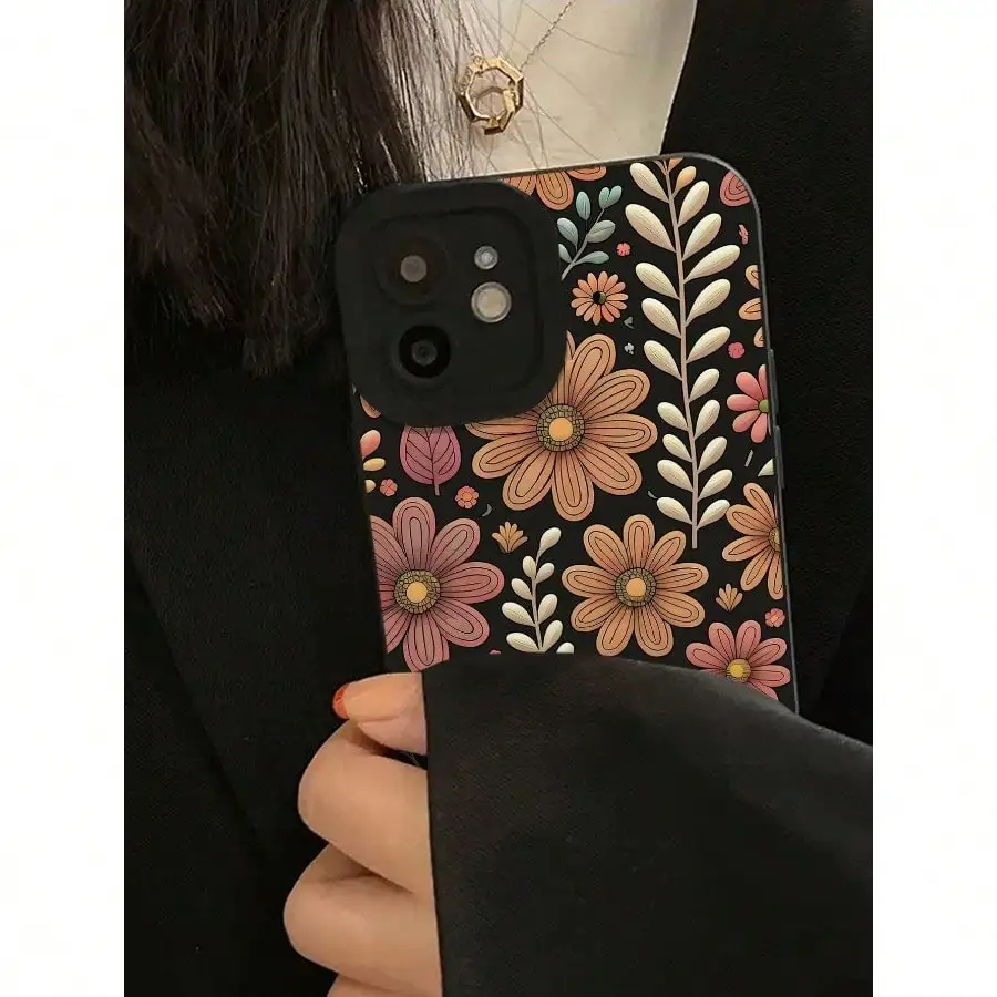 Funda para teléfono con estampado de flores y protección de cámara, compatible con iPhone 17 16 15 14 13 12 11 Pro Max Plus
