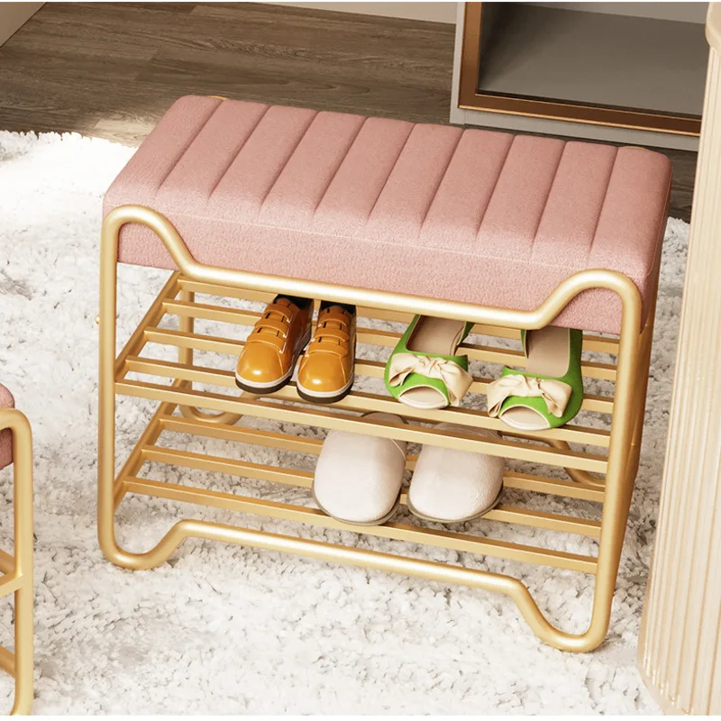 Nordic Modern Shoe Rack Multi-layer Structure Shoe Cabinets Soft Bag Cushion Furniture Stands Stable Load-bearing Hallway Bench