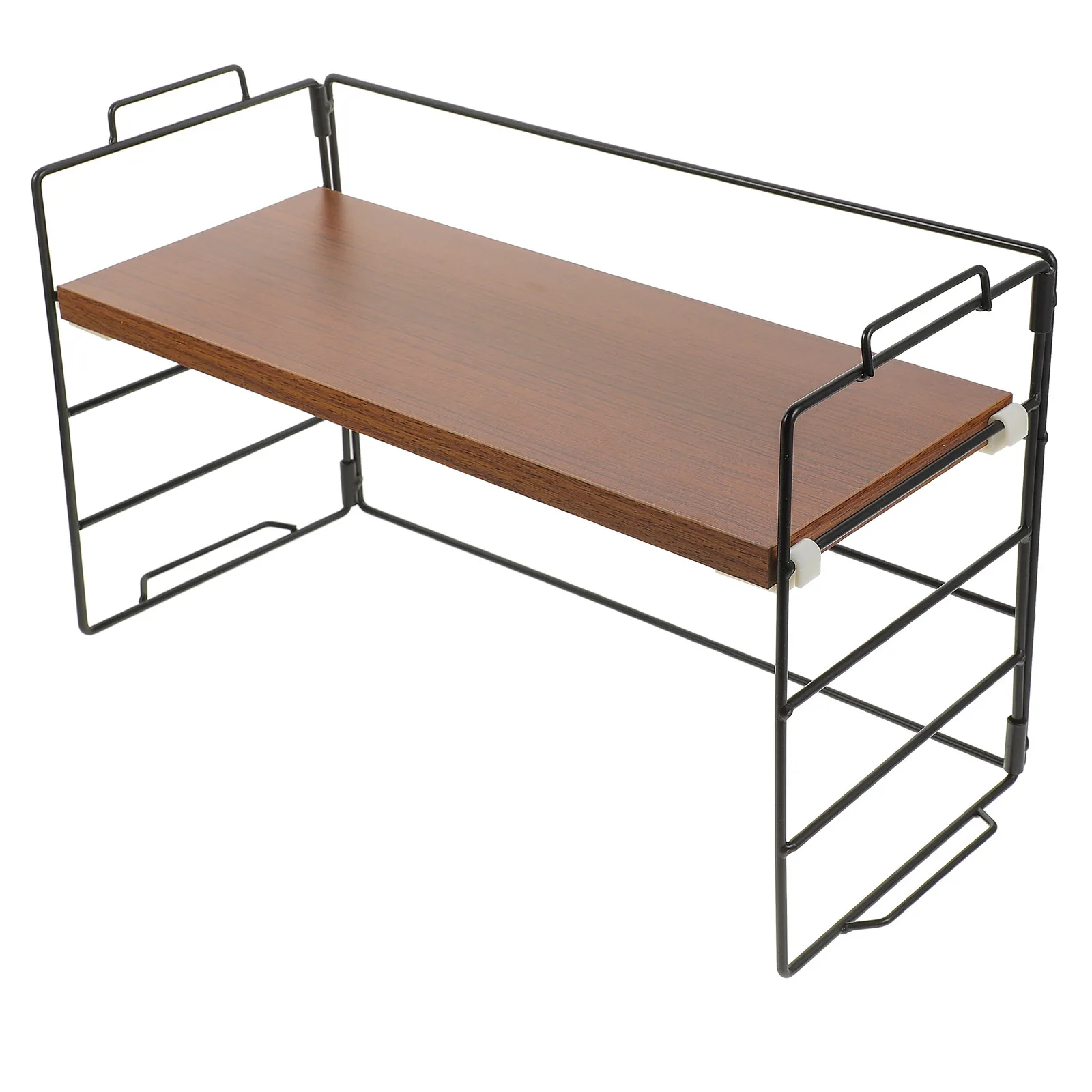 

Wooden Desktop Organizer with Iron Frame Compact Desk Storage Rack for Office Dorm Home Files Stationery Books Countertop
