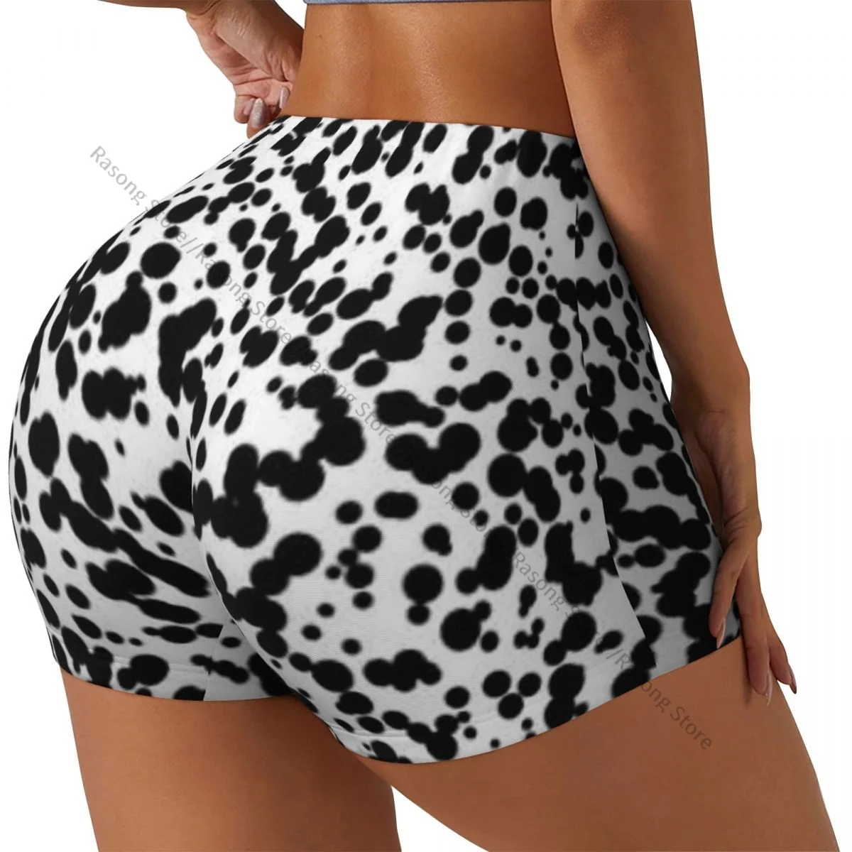 Push Up Short Elasticity Scrunch Butt Dalmatian Dog Pattern Running Shorts Sports Shorts Womens Clothes Gym