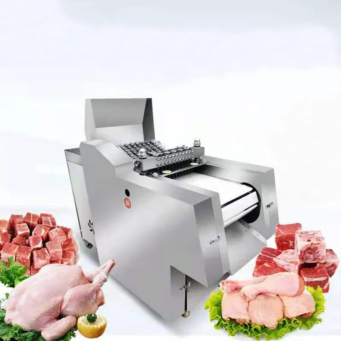 Fully Automatic Chicken And Duck Cutting Machine Canteen Fish Goose Ribs Pig's Feet Frozen Meat Dicing Chopping M