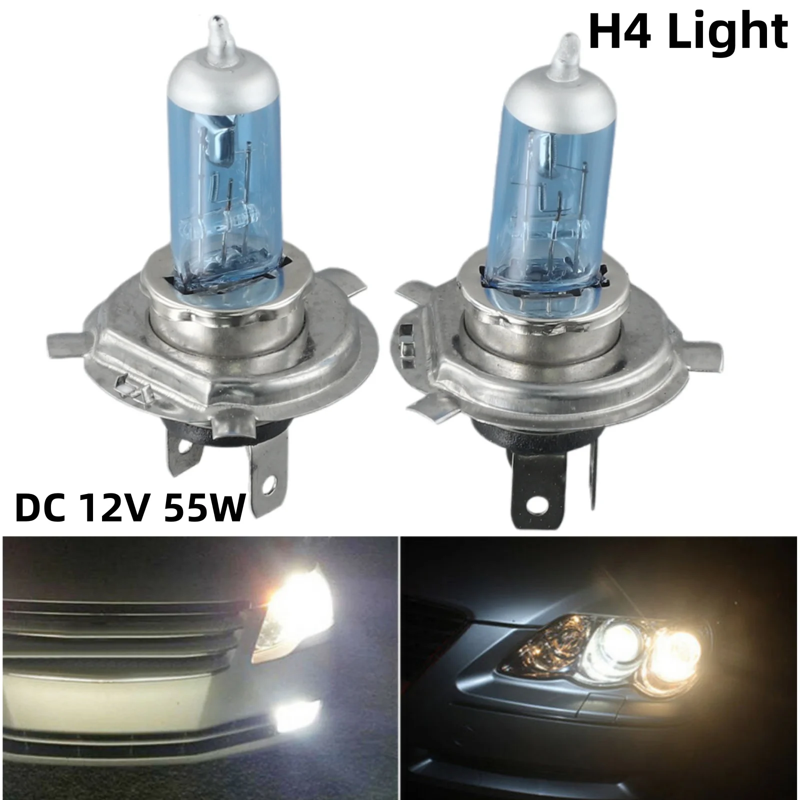 2x Auto Bright Halogen Bulbs H4/HB2 9003 Warm White12V 55W 6000K Headlight Fog Lights Driving Lamp Xenon Light Car Accessories