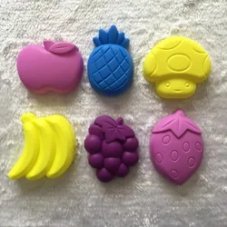 6pcs Fruit Child Kid Model Building Kits Portable Fruit Sand Clay Mold Building Decoration Beach Sand Toy