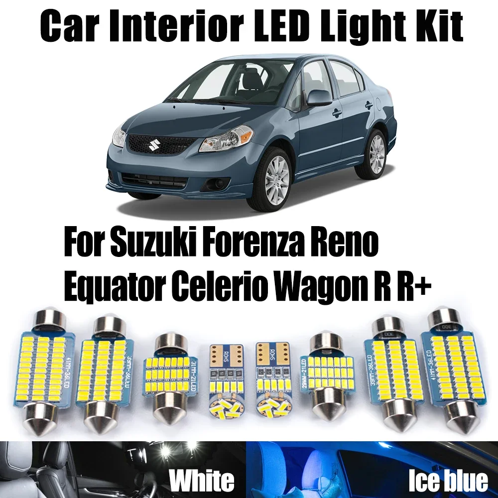 For Suzuki Forenza Reno Equator Celerio Wagon R R+ Car Reading Map Dome Bulbs LED Interior Number Plate Trunk Light Kit Canbus