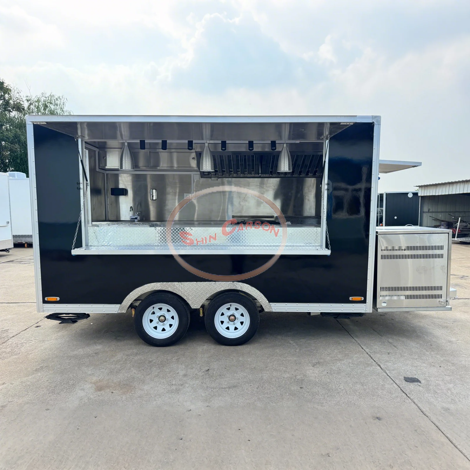 

Customizable Mobile Food Truck caravan Concession Stand Trailer Cart Black square Food Trailer Manufacturers