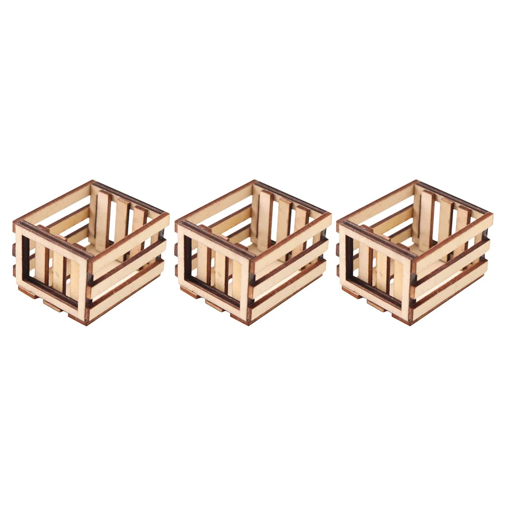 3 Pcs Miniature Candy Toy Wooden Frame Living Room Decoration Furniture Model House Adornment Food Play Ornament Basket