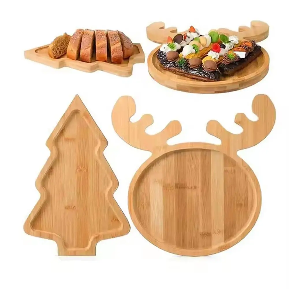 Christmas Tray Xmas Tree Christmas Hat Elk Appetizer Platter Dish Salad Wooden Snack Dessert Dishes Sashimi Candy Shaped Su C1A1