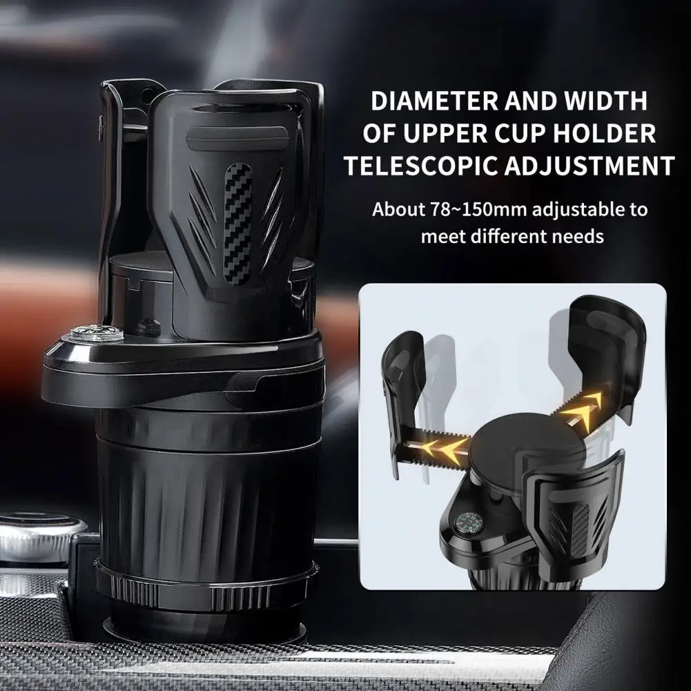 Car Cup Holder Expander Automatic Large Water Bottle Holder With Compass Rotatable Fit Adjustable Cup Holder Car Accessories