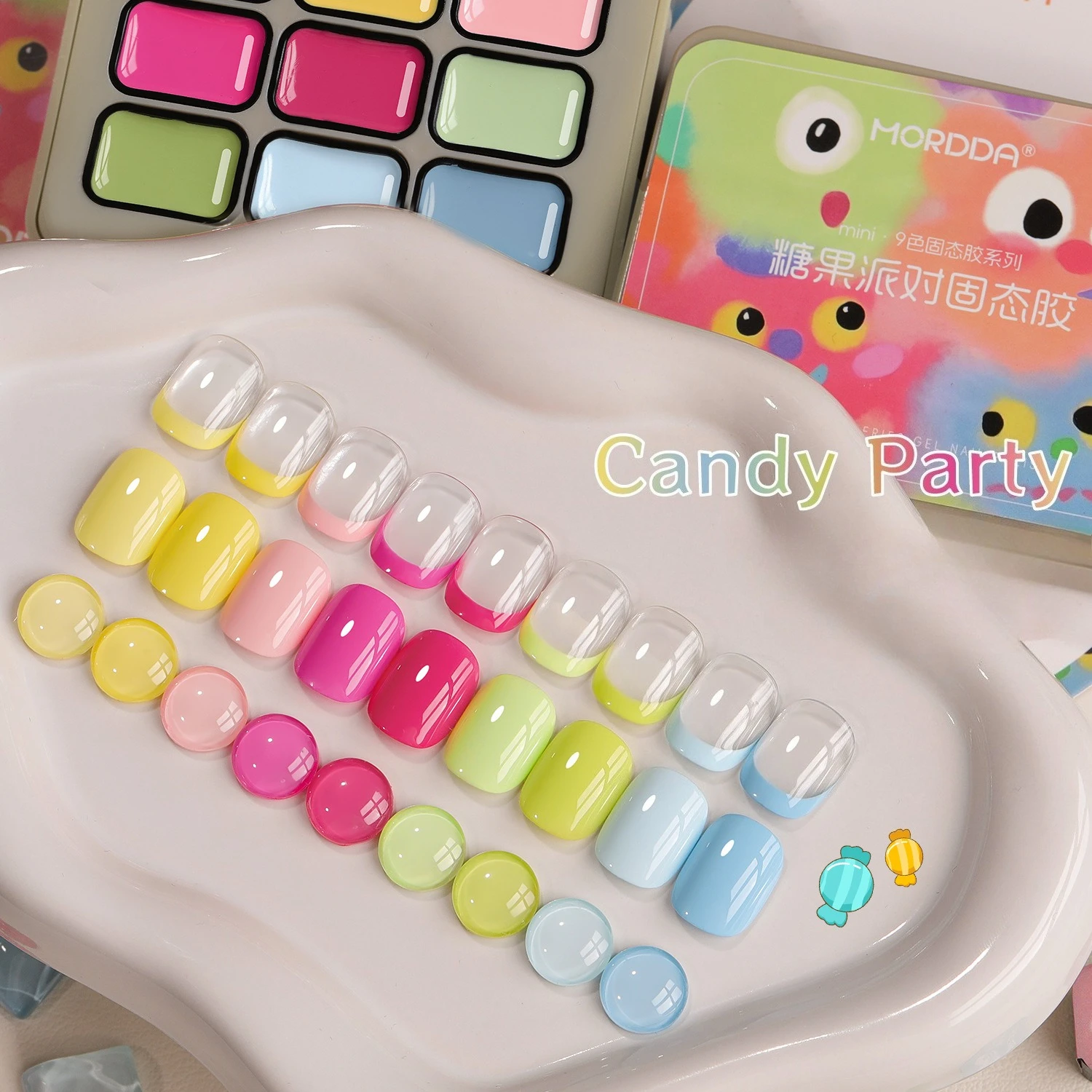 

9 Colorsx2.5g Candy Party Series Nail Gel Palette Solid Creamy Nail Art Semi Permanent Soak Off Varnish For Salon Nail Manicure