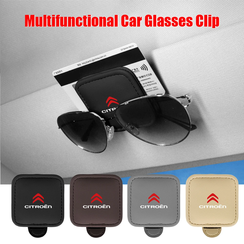 Universal Car Leather Glasses Clip Visor Sunglasses Clip ID Ticket Storage Clip For Citroen C1 C2 C3 VTS C-ELYSEE C4L DS Celysee