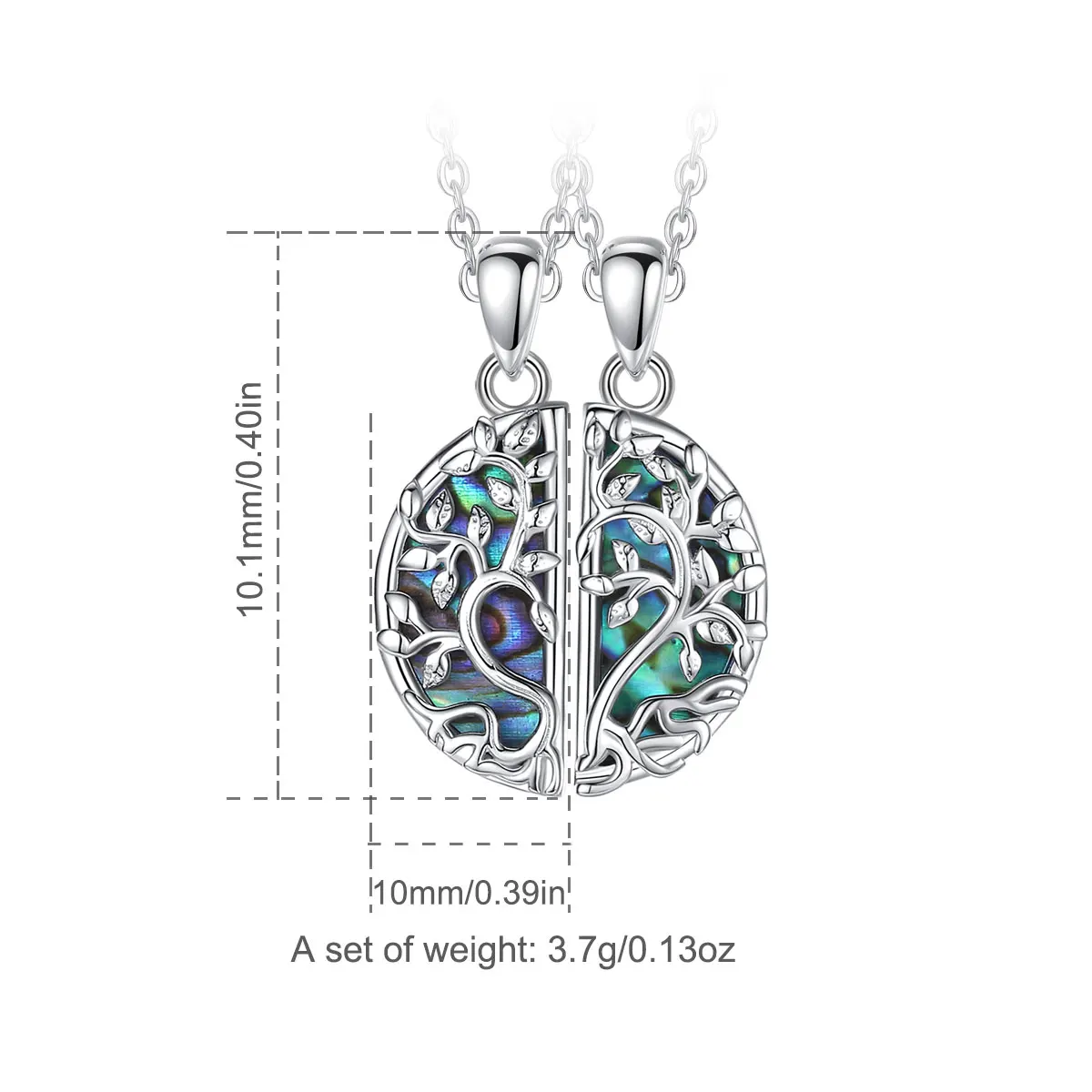 AEONSLOVE 925 Sterling Silver Tree of Life Matching Necklaces Natural Abalone Shell Sister Pendant Fine Jewelry Best Friend Gift
