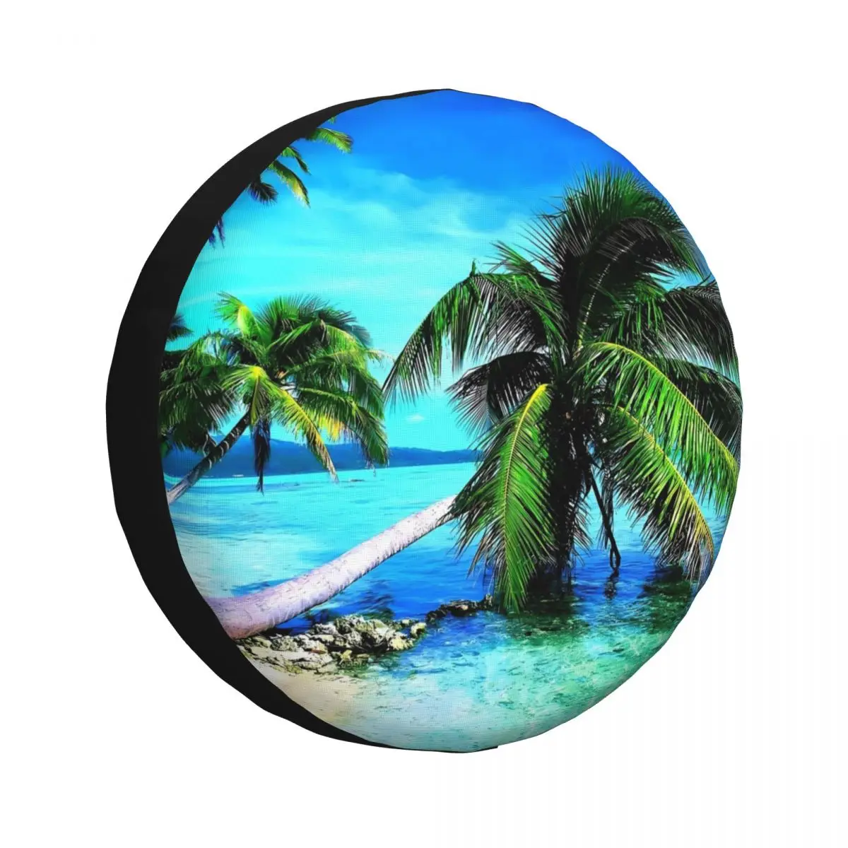 Tropical Palms Trees Ocean Beach Spare Tire Cover for Jeep Pajero SUV RV Car Wheel Protectors Accessories 14" 15" 16" 17" Inch