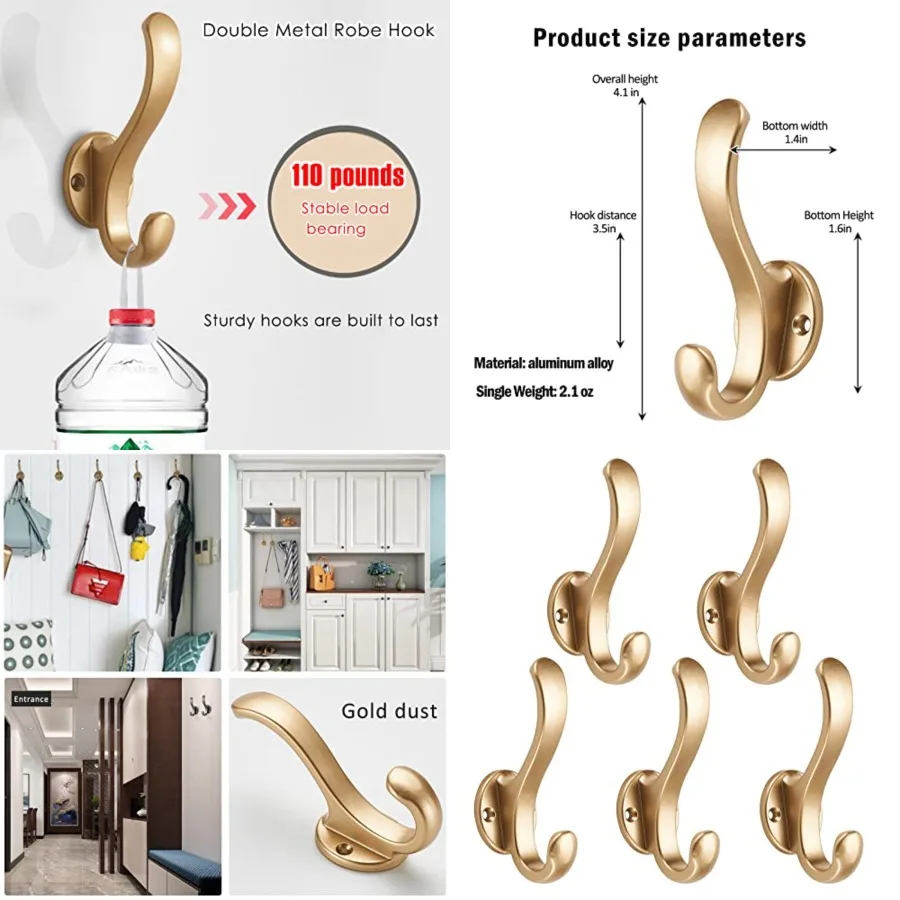 

Сверхмощные настенные крючки над дверью Ключ для полотенец Пальто Шляпа Кошелек Вешалка-держатель Стойка с двойными крючками для хранения в ванной и на стене 5P