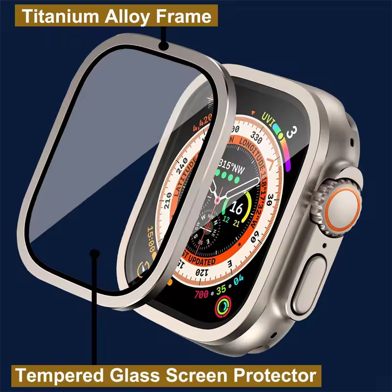 Aluminium Alloy Case+Tempered Glass for Apple Watch Ultra 2 49mm Anti-Scratch Screen Protector for iWatch Ultra 49mm Cover Film - Image 3