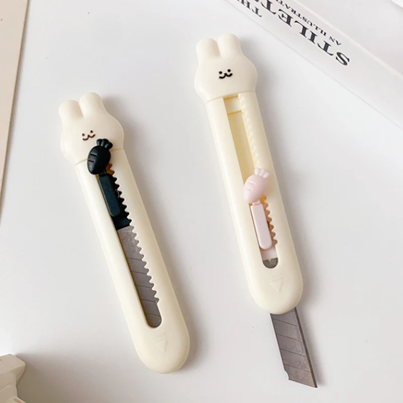 Fashion Mini Lovely Utility Knife Kawaii Cartoon Piggy Rabbit Paper Cutter Creative Portable Paper Cutter Office Accessories