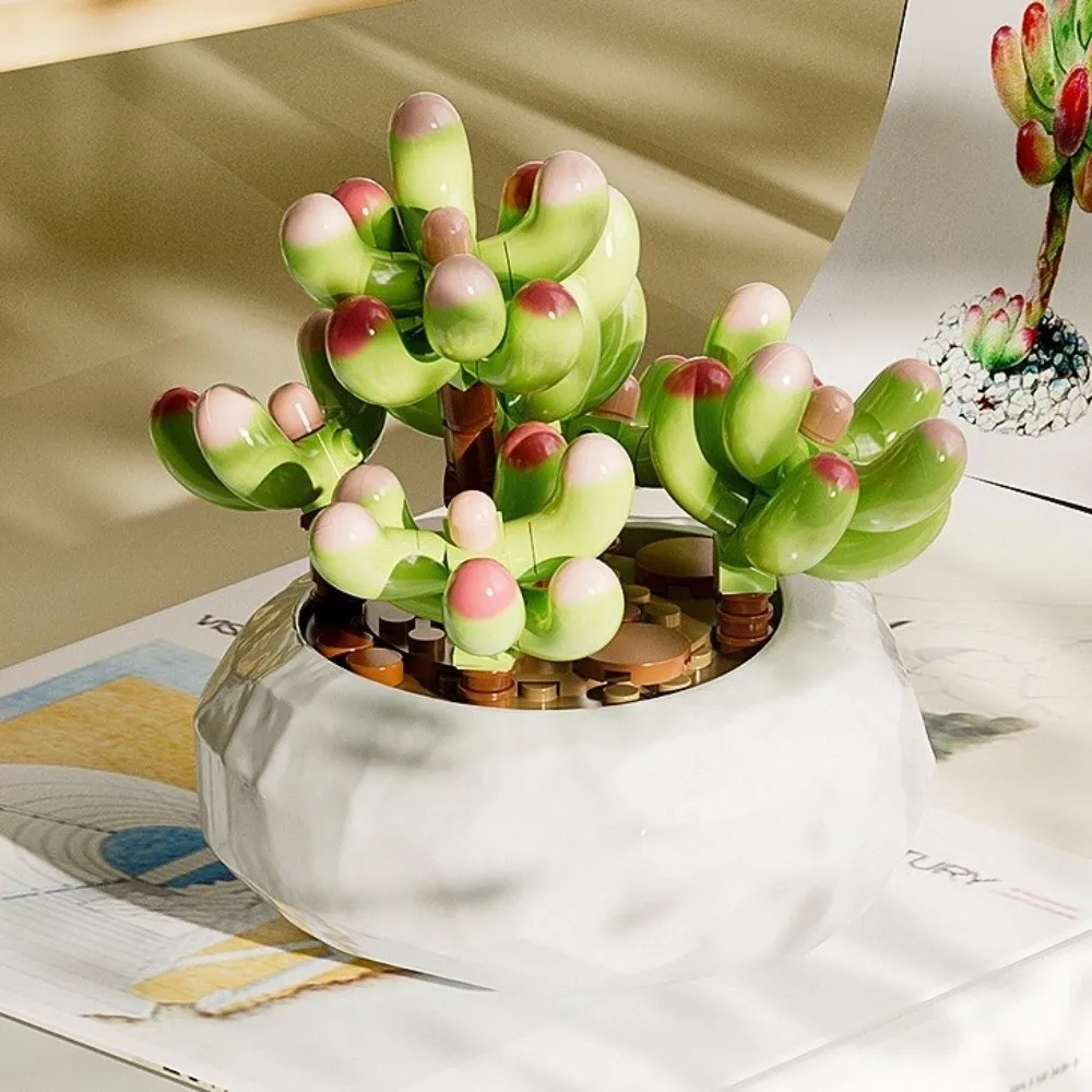 DIY Plant Potted Building Blocks Plastic Building Artificial Flower Building Block Imitation Simulation Succulent Model Gift