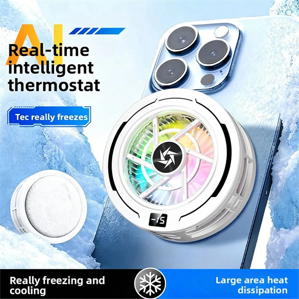 Phone Heat Mobile Phone Cooler Digital Display Semiconductor Cooling Icing Cooling Gaming Live Silent Operation
