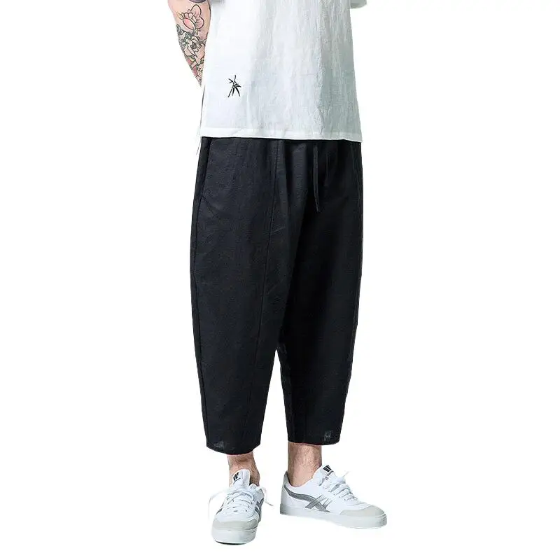 2024 primavera verão algodão linho harajuku pantalones super ventilar masculino casual wear conforto calças tamanho grande corredores masculino m-6xl